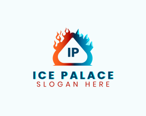 Cold Ice Heating Flame logo design