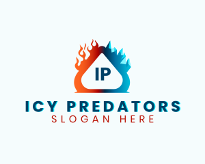 Cold Ice Heating Flame logo design