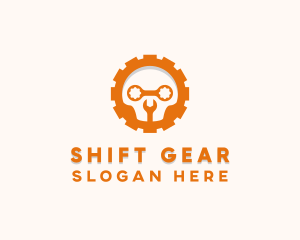 Skull Wrench Gear logo design