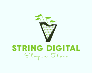 Organic Music Harp logo design