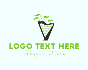 Harp - Organic Music Harp logo design