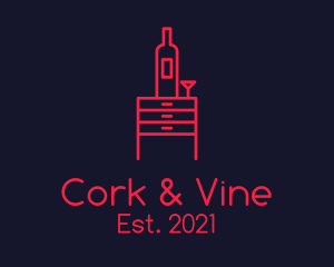 Wine Cabinet Room Service logo design