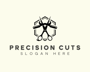 Barber Scissors Razor logo design