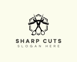 Barber Scissors Razor logo design