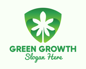 Green Cannabis Shield  logo design