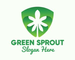 Green Cannabis Shield  logo design