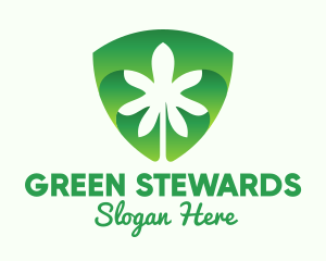 Green Cannabis Shield  logo design