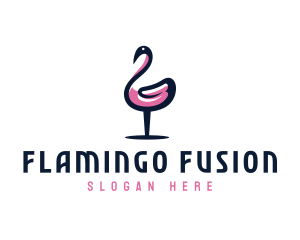 Pink Flamingo Bird logo