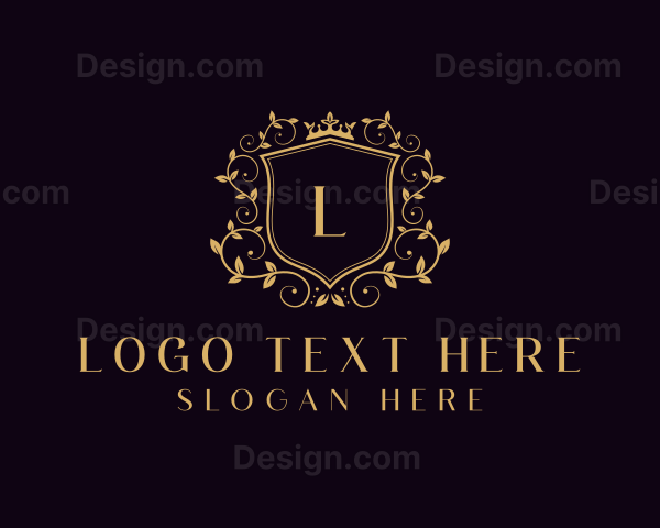 Royal Shield Floral Wreath Logo