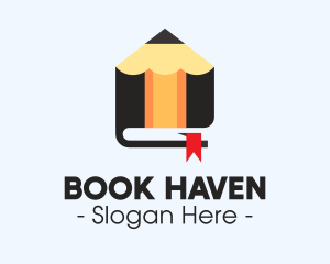 Pencil Book Bookmark logo design