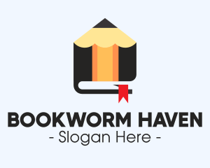 Pencil Book Bookmark logo design