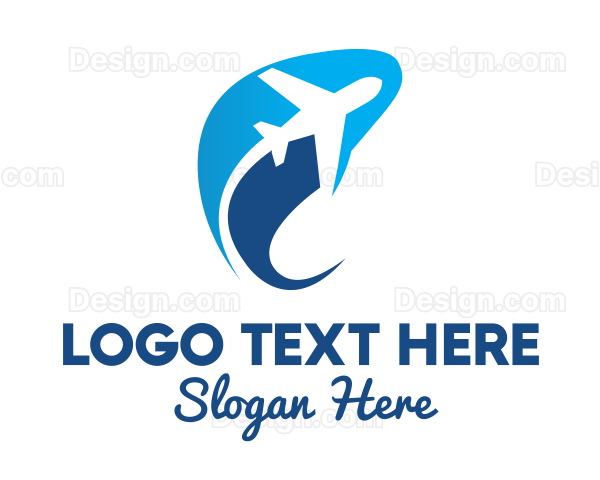 Flying Airplane Outline Logo