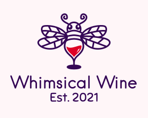 Bee Wine Glass  logo design