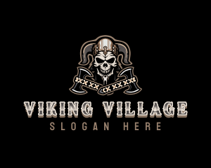 Axe Viking Skull  logo design