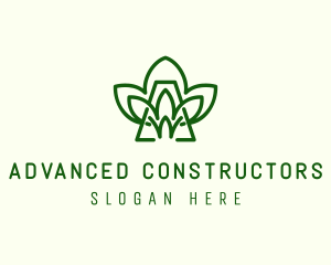 Green Plant Letter A logo design