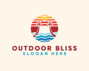 Beach Sunset Island logo design