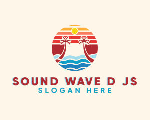 Beach Sunset Island logo design