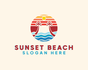 Beach Sunset Island logo design