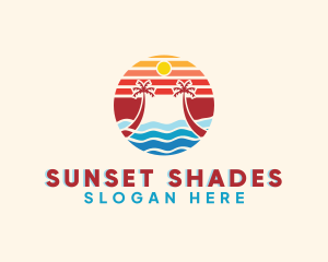 Beach Sunset Island logo design