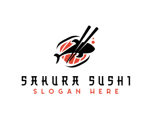 Salmon Sushi Restaurant logo design