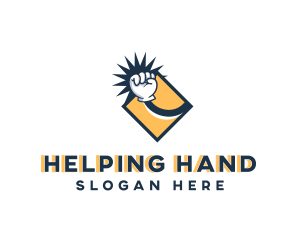 Cartoon Hand Punch logo design