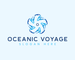 Ocean Fish Swimming logo design