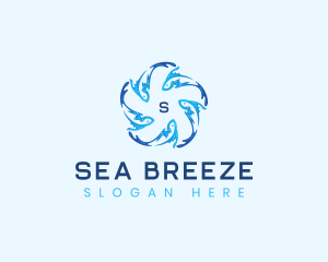 Ocean Fish Swimming logo design