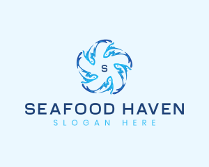 Ocean Fish Swimming logo design