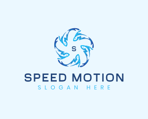 Ocean Fish Swimming logo design