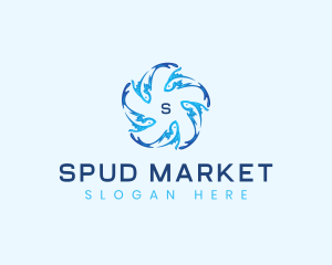 Ocean Fish Swimming logo design