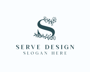 Botanical Flower Letter S logo design