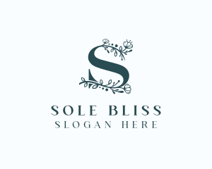 Botanical Flower Letter S logo design