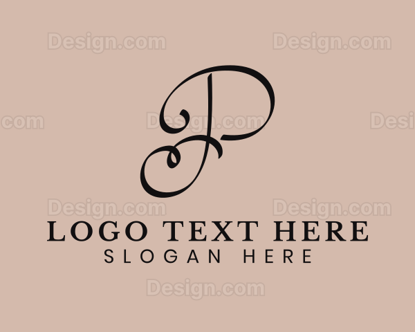 Elegant Script Letter P Logo