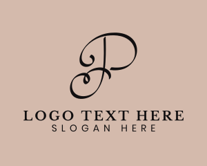 Elegant Script Letter P logo