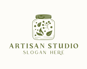 Organic Leaf Jar logo design