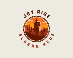 Cowboy Horse Desert logo design