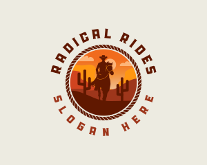 Cowboy Horse Desert logo design