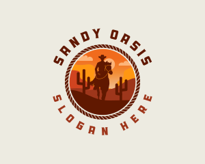 Cowboy Horse Desert logo design