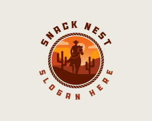 Cowboy Horse Desert logo design