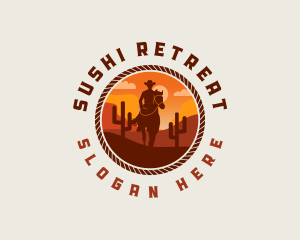 Cowboy Horse Desert logo design