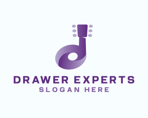 Guitar Note Music Letter D  logo design