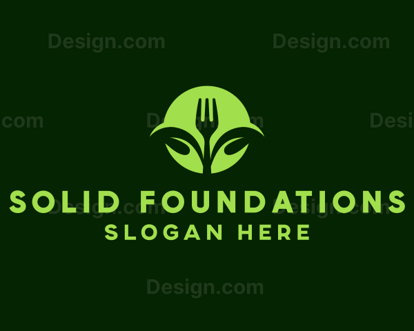 Vegetarian Fork Leaf Logo