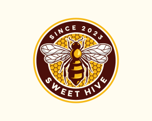 Bee Wasp Honeycomb logo design