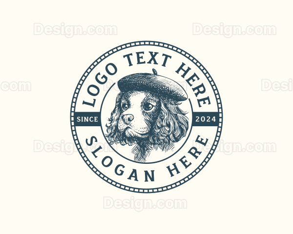 Spaniel Dog Beret Logo