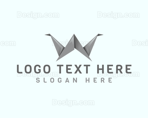 Origami Crane Letter W Logo