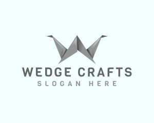 Origami Crane Letter W logo design