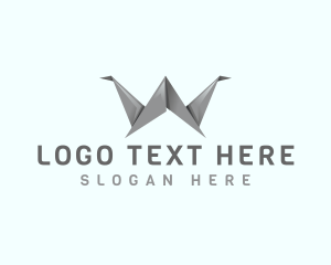 Monochrome - Origami Crane Letter W logo design