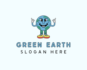 Cartoon Earth Globe logo design