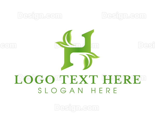 Herbal Leaf Letter H Logo