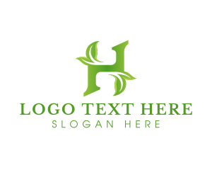 Herbal Leaf Letter H Logo